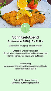 Flyer Schnitzel-Abend als PDF zum Herunterladen