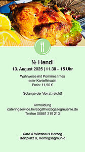 Café Herzog Angebot Halbes Hendl am 13.8.2025 als PDF zum Herunterladen