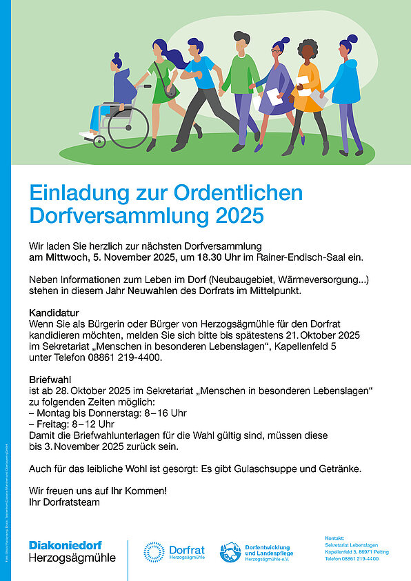 Plakat Einladung zur Ordentlichen Dorfversammlung 2025 als PDF zum Herunterladen