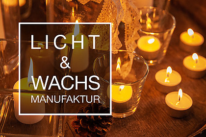 Brennende gelbe Teelichter aus der Licht- und Wachsmanufaktur.