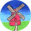 MühlenMarkt Sammelpunkt mit einer gezeichneten Windmühle.