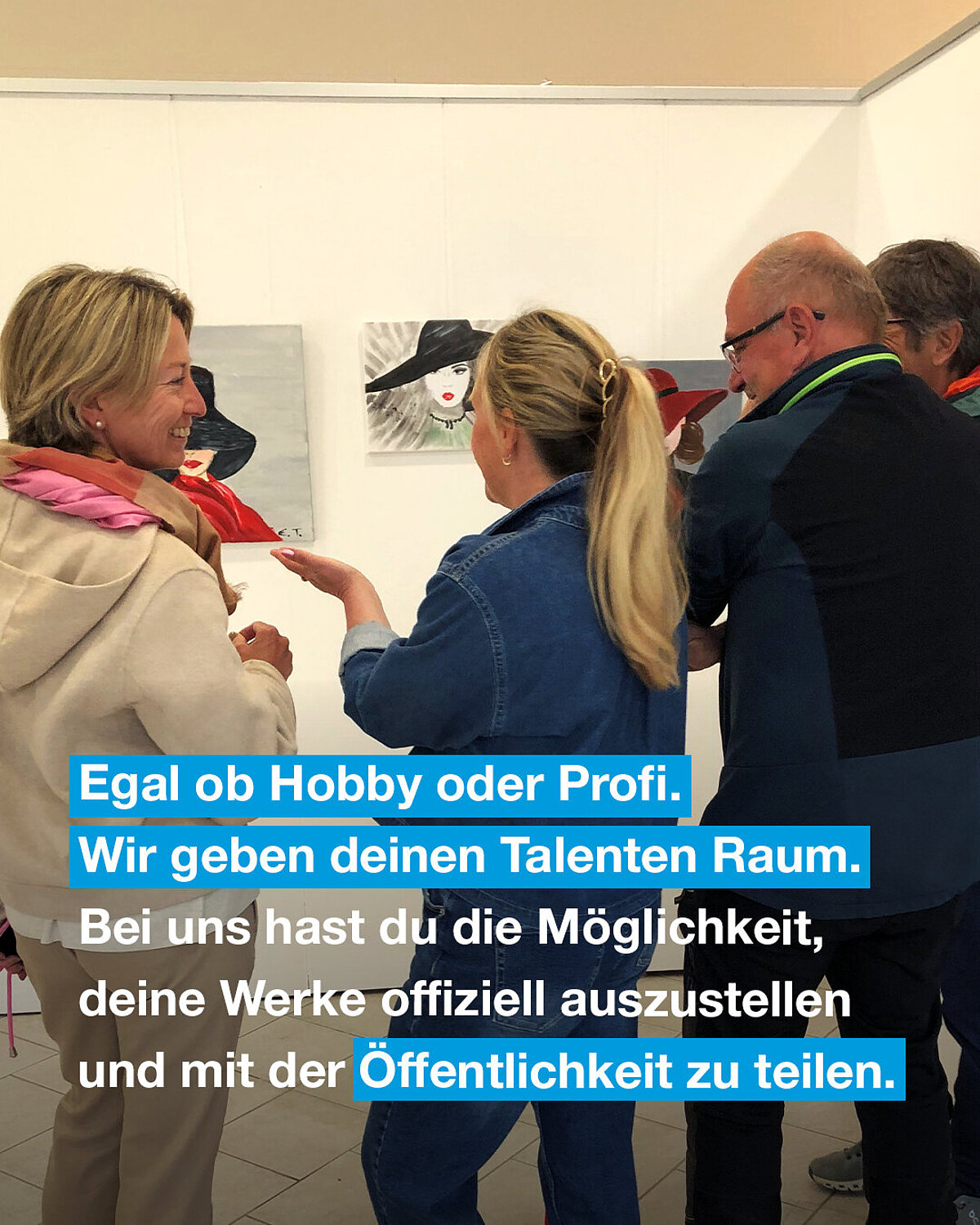Egal ob Hobby oder Profi. Wir geben deinen Talenten Raum. Bei uns hast du die Möglichkeit, deine Werke offiziell auszustellen und mit der Öffentlichkeit zu teilen.