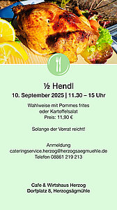 Café Herzog Angebot Halbes Hendl am 10.9.2025 als PDF zum Herunterladen