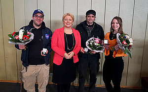 Vorstandssprecherin Andrea Betz ehrte Lea Heinrich, Marc Galle und Micha Walkam